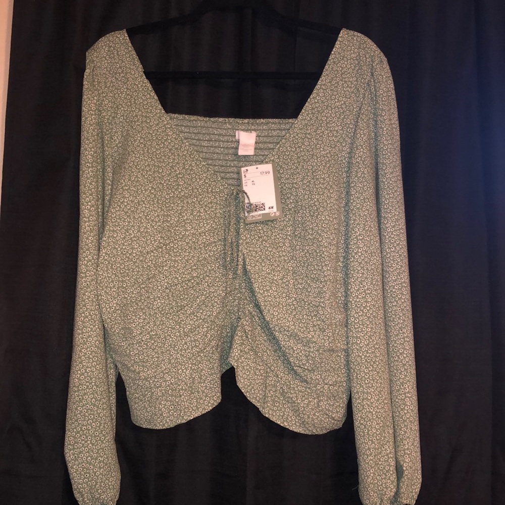 Green Small Flower Printed Blouse